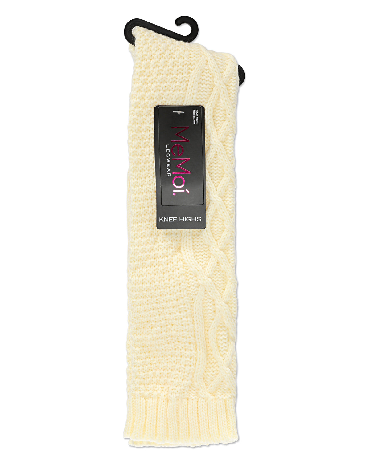Women's Twist Maze Chunky Knit Knee High Socks : Color: Cream