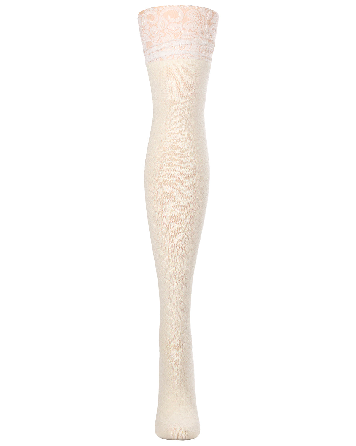 Femme Lace Cotton Blend Over The Knee Sock : Color: Winter White