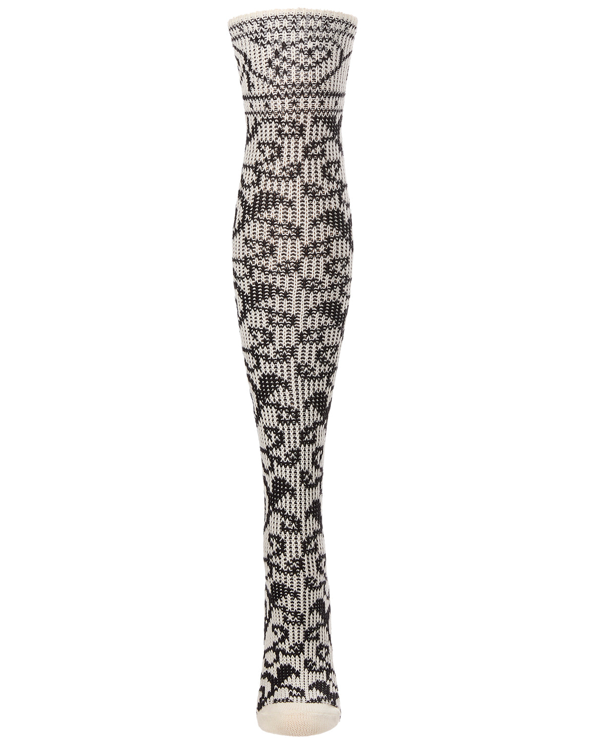 Swirly Vine Over The Knee Cotton Blend Sock : Color: Winter White