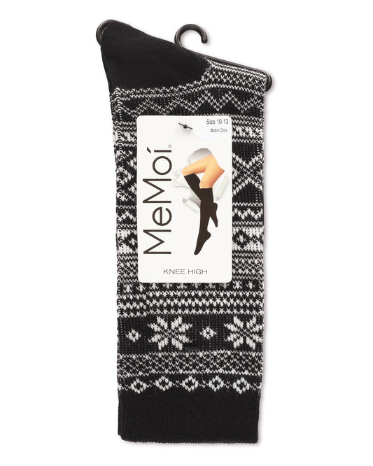 Women's Fairisle Mixed Stripe Crew Socks : Color: Black