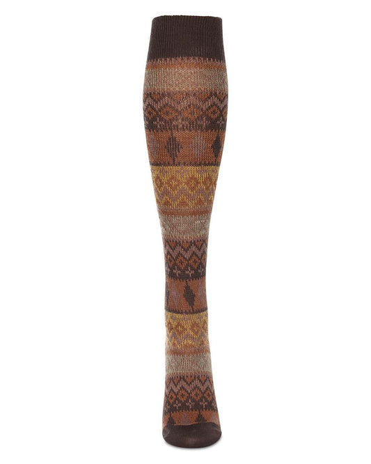 Women's "Les Plumes" Geometric-Patterned Stretch Knit Knee High Sock