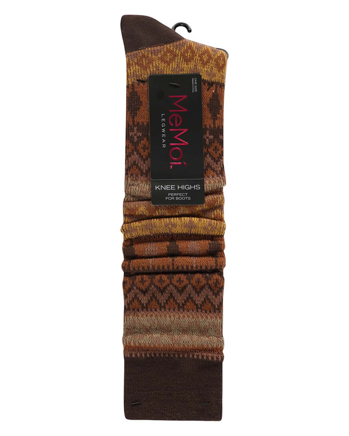 Women's "Les Plumes" Geometric-Patterned Stretch Knit Knee High Sock