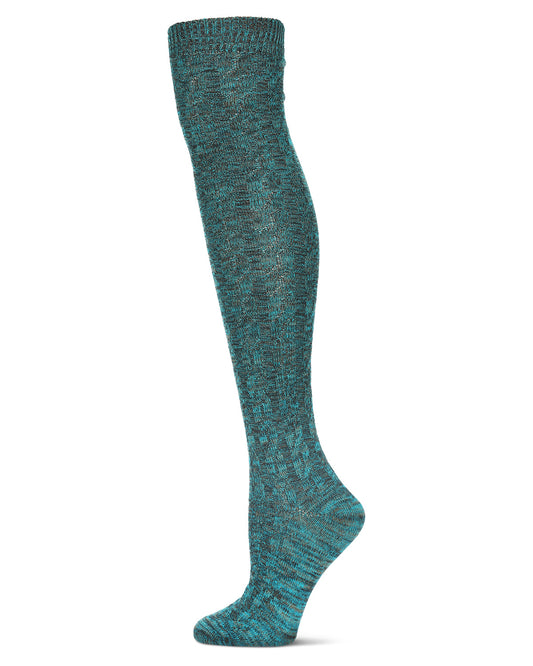 Braid Trails Cotton Blend Over The Knee Socks : Color: Blue Heather