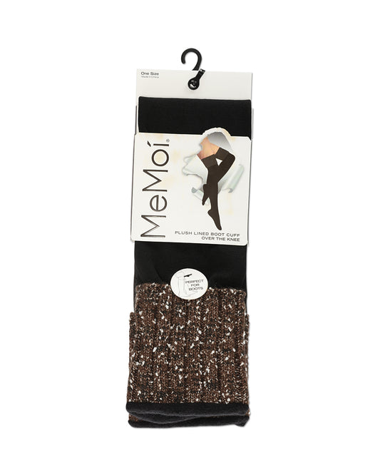 Women's Big Marled Rib Fleece Lined Plush Over The Knee Socks : Color: Black/Gray