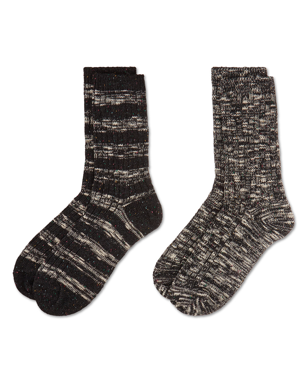 Women's 2 Pair Pack Mixed Stripe Crew Socks : Color: Black