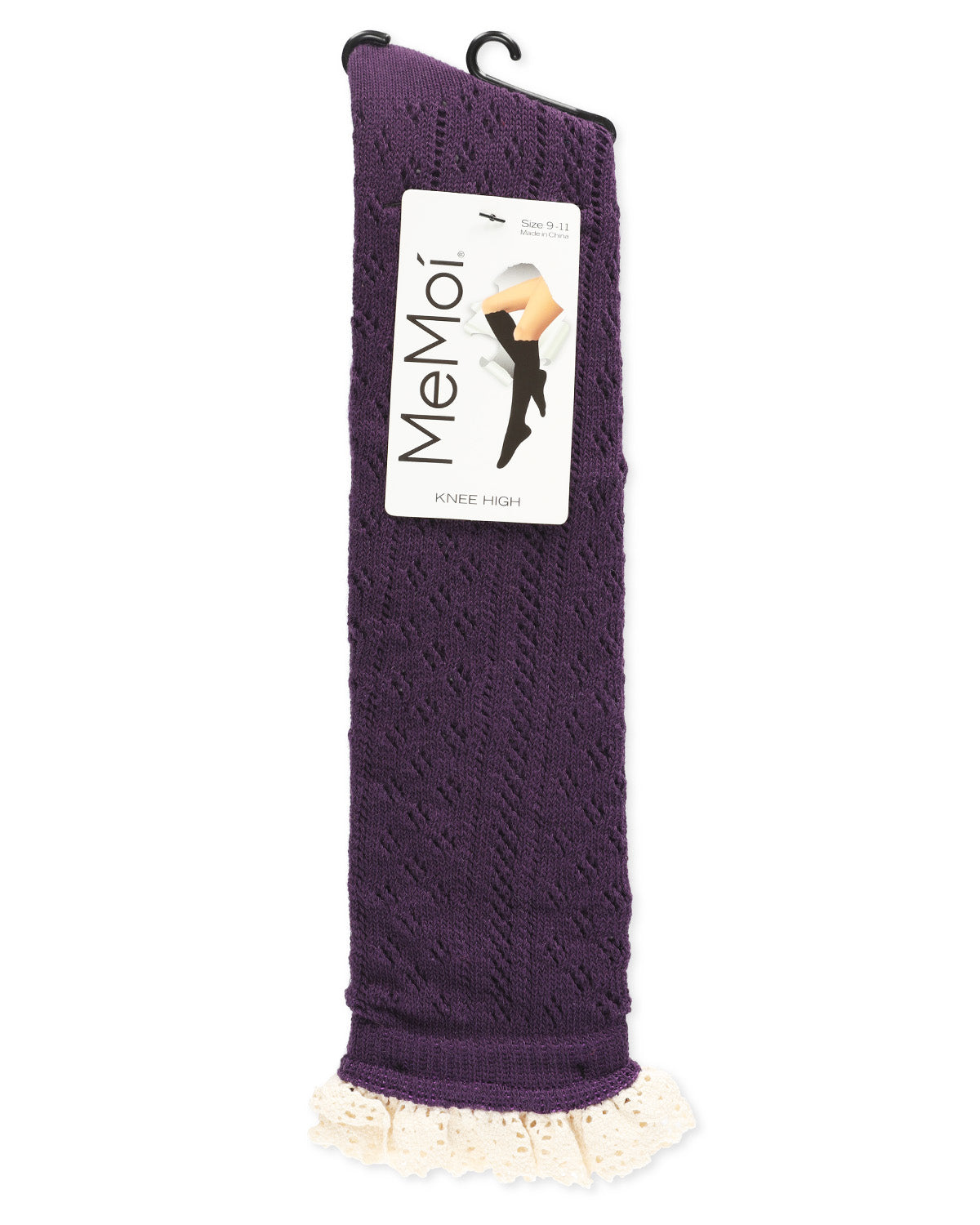 Women's Eyelet Romance Knee-High Socks : Color: Black