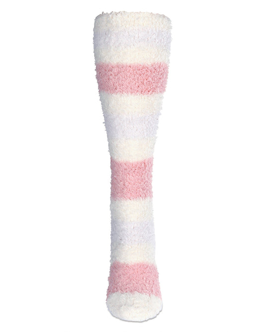 Women's Multi-Stripe Teddy Bear Plush Knee High Socks : Color: Ivory
