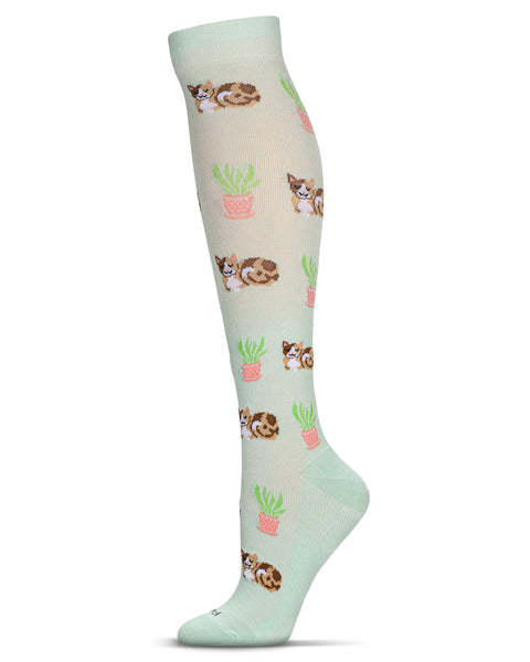 Memoi Women's Floral Cotton Blend 15-20mmhg Graduated Compression Sock