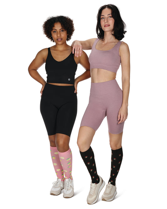 Women's Mushrooms Bamboo Blend 8-15 MMHG Graduated Compression Socks : Color: Rosin