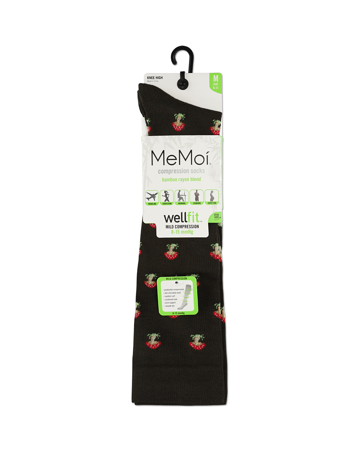 Women's Mushrooms Bamboo Blend 8-15 MMHG Graduated Compression Socks : Color: Rosin
