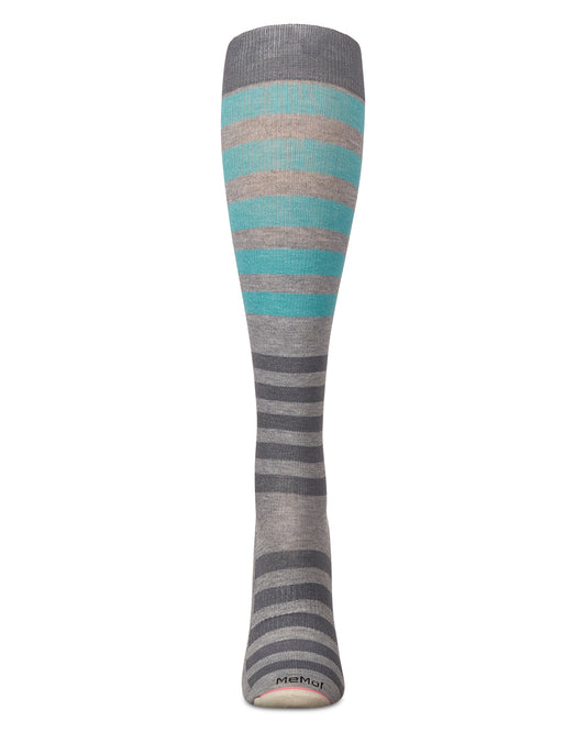 Multi Stripes 8-15 mmHg Graduated Bamboo Compression Socks : Color: Medium Gray