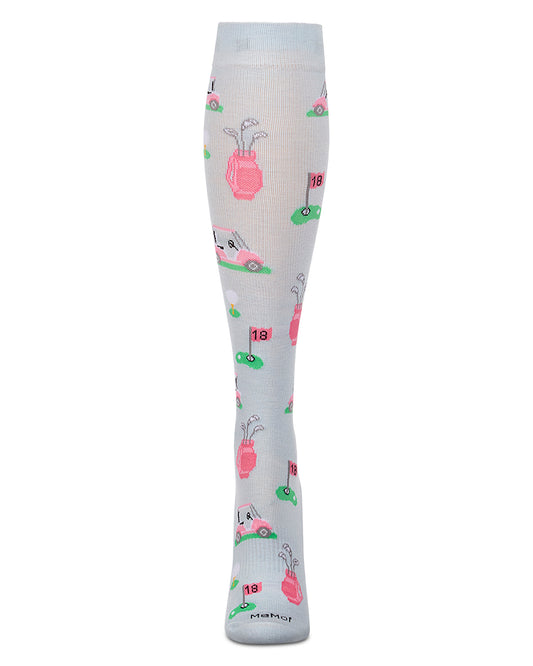 Women's "Tee Time" Rayon-Blend Novelty Knee High Mild Compression Sock (8-15 mmHg)