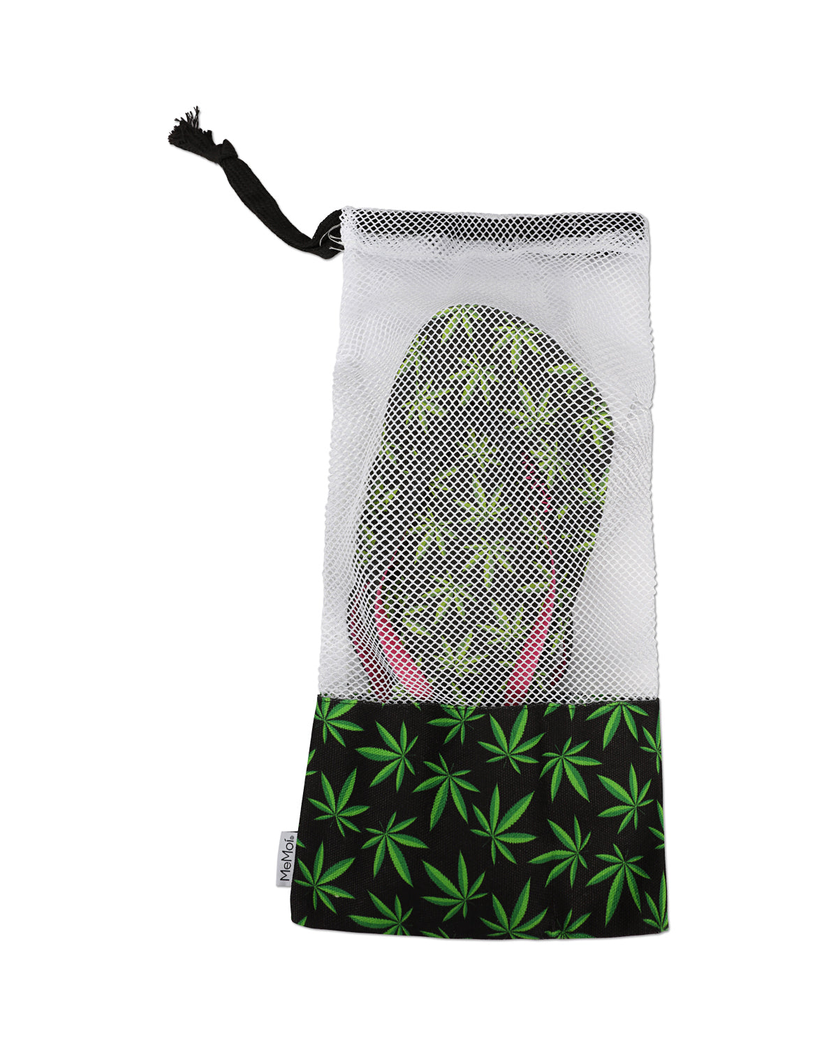 Women's Weed Flip Flops & Mesh Bag Set : Color: Black