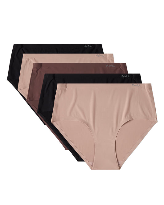 5 Pair Women's Silky Bonded Stitch-Free Tag-Free Solid-Color Briefs