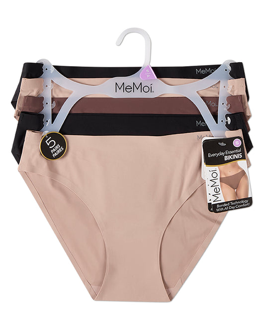 5 Pair Women's Bonded Stitch-Free Tag-Free Solid-Color Bikini Panties