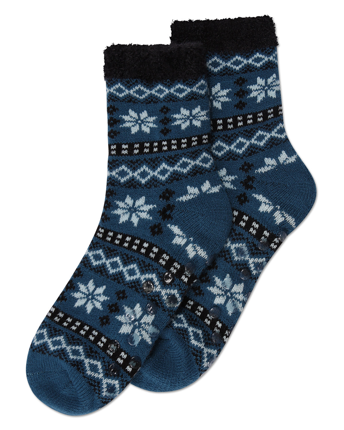Women's Merry Snowflake Cozy Lined Crew Socks : Color: Moroccan Blue