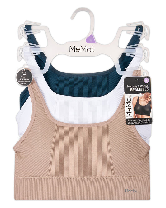 3 Pack Women's Seamless Multi-Zone Mini-Ribbed Pull-On Tag-Free Bra