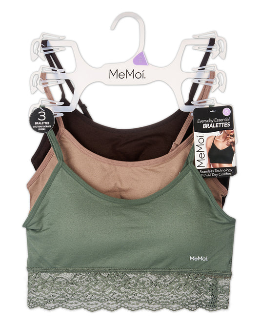 3-Pack Women's Seamless Lace-Bottom-Edge Tag-Free Wireless Bras