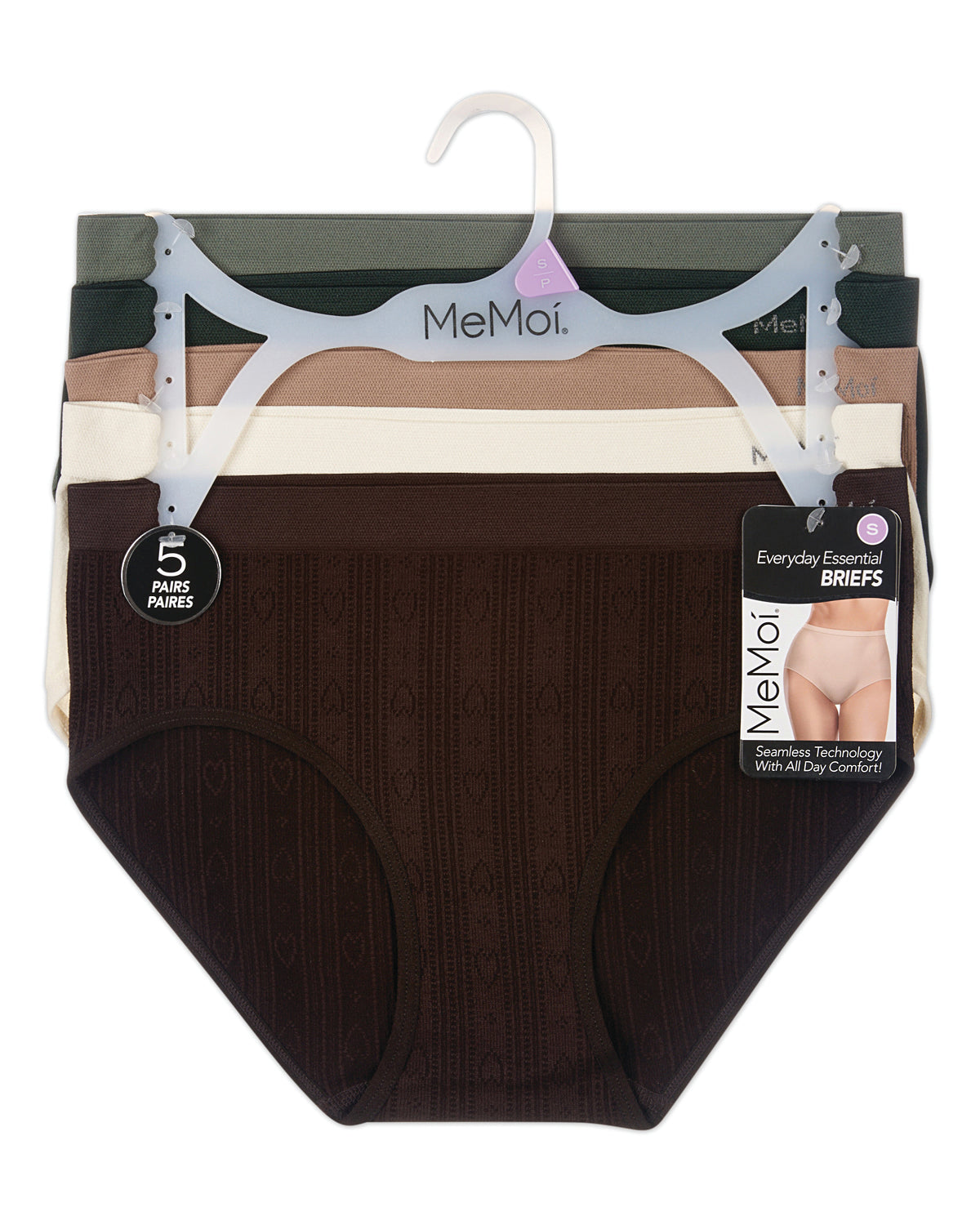 5 Pair Women's Seamless Pointelle Tag-Free Briefs - Assorted Colors