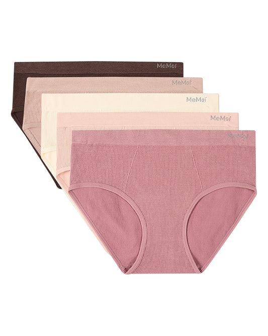 5 Pair Women's Seamless Ribbed No-Show Tag-Free Briefs
