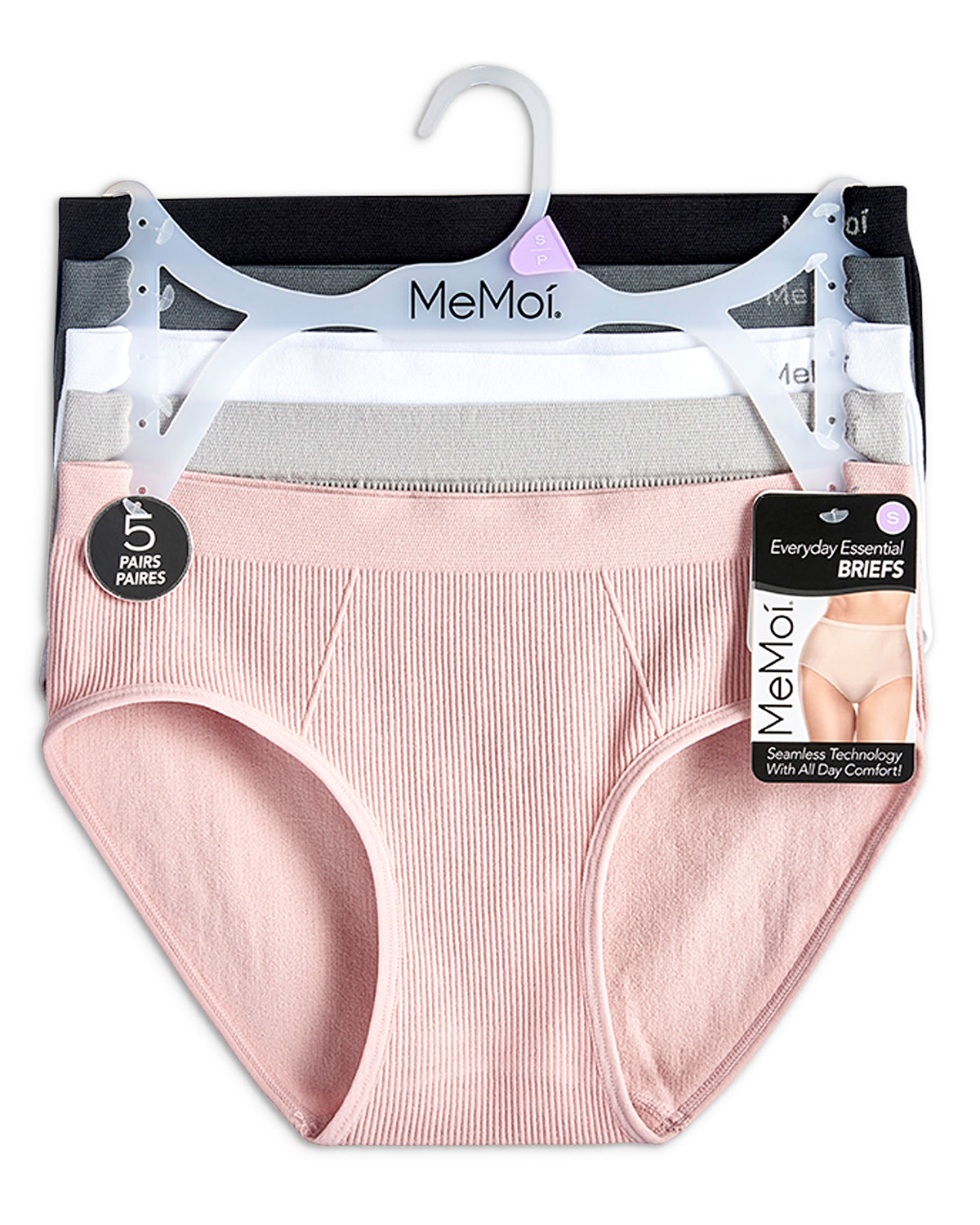 5 Pair Women's Seamless Ribbed No-Show Tag-Free Briefs