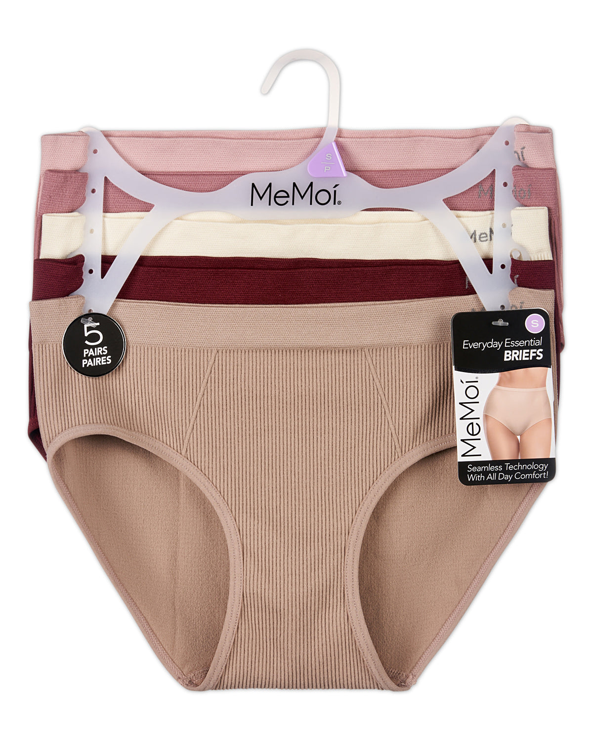 5 Pair Women's Seamless Ribbed No-Show Tag-Free Briefs