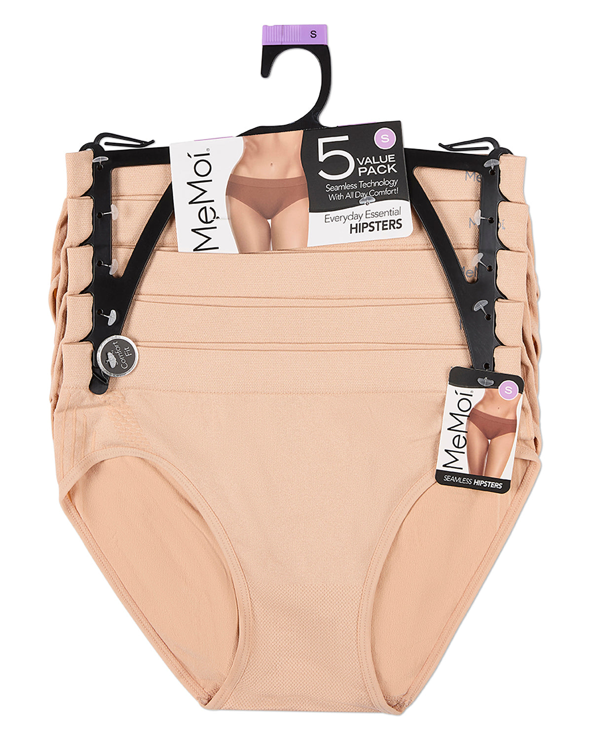 5 Pair Women's Seamless Honeycomb-Pattern Tag-Free Hipster Panties