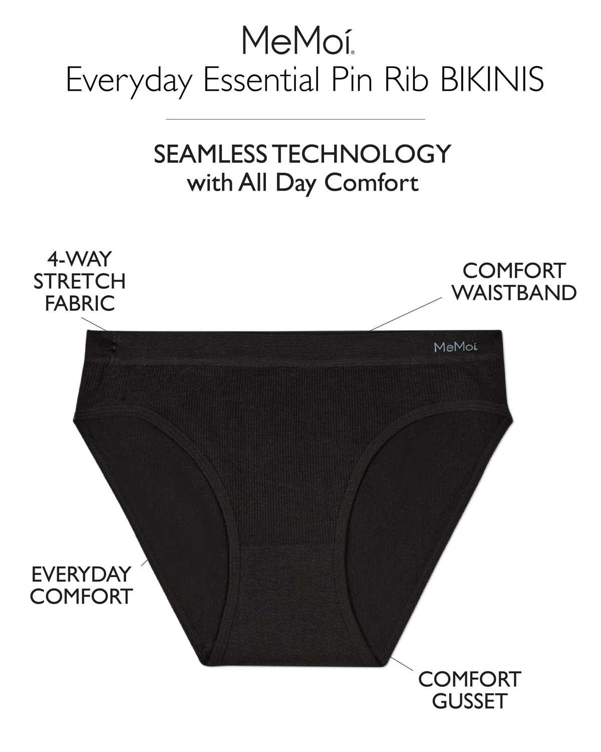 5 Pair Women's Seamless Pin-Rib Tag-Free Bikini Panties