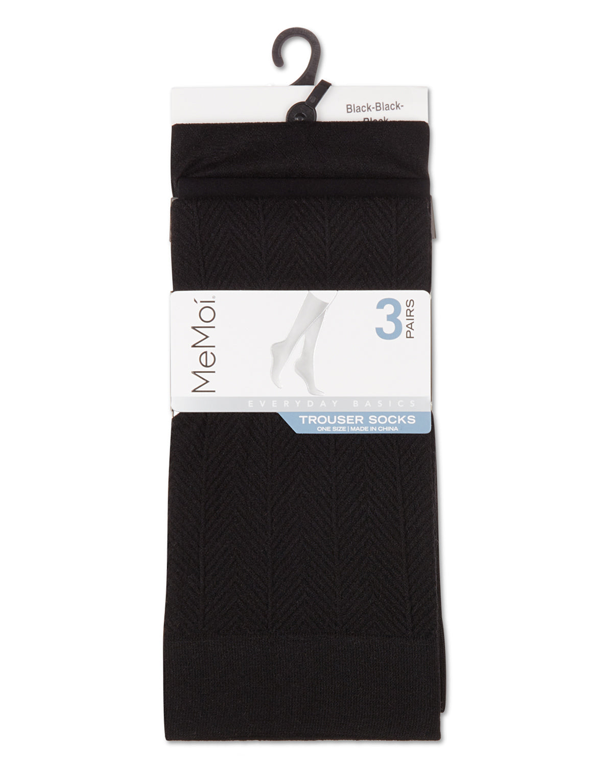 Women's 3 Pair Pack Herringbone/Solid/Diamonds Trouser Socks : Color: Black-Black-Black