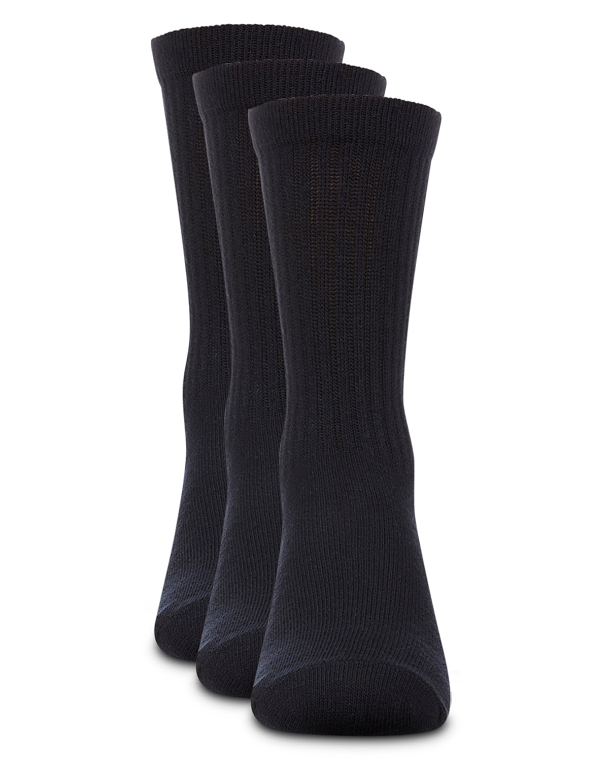 Boys' 3 Pair Pack Ribbed Cotton Blend Crew Sport Socks : Color: Navy