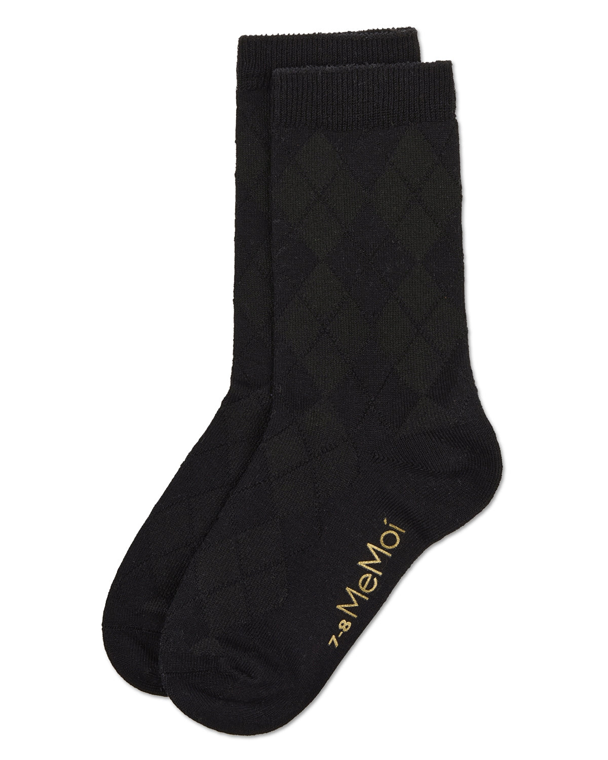 Boys' All Over Argyle Cotton Blend Dress Crew Socks : Color: Black