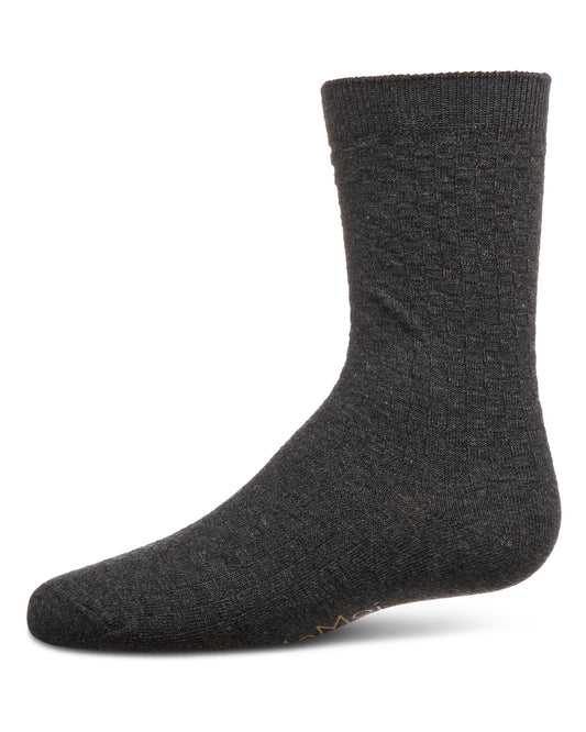 Boys Basket Weave Patterned Combed Cotton Crew Socks : Color: Gray