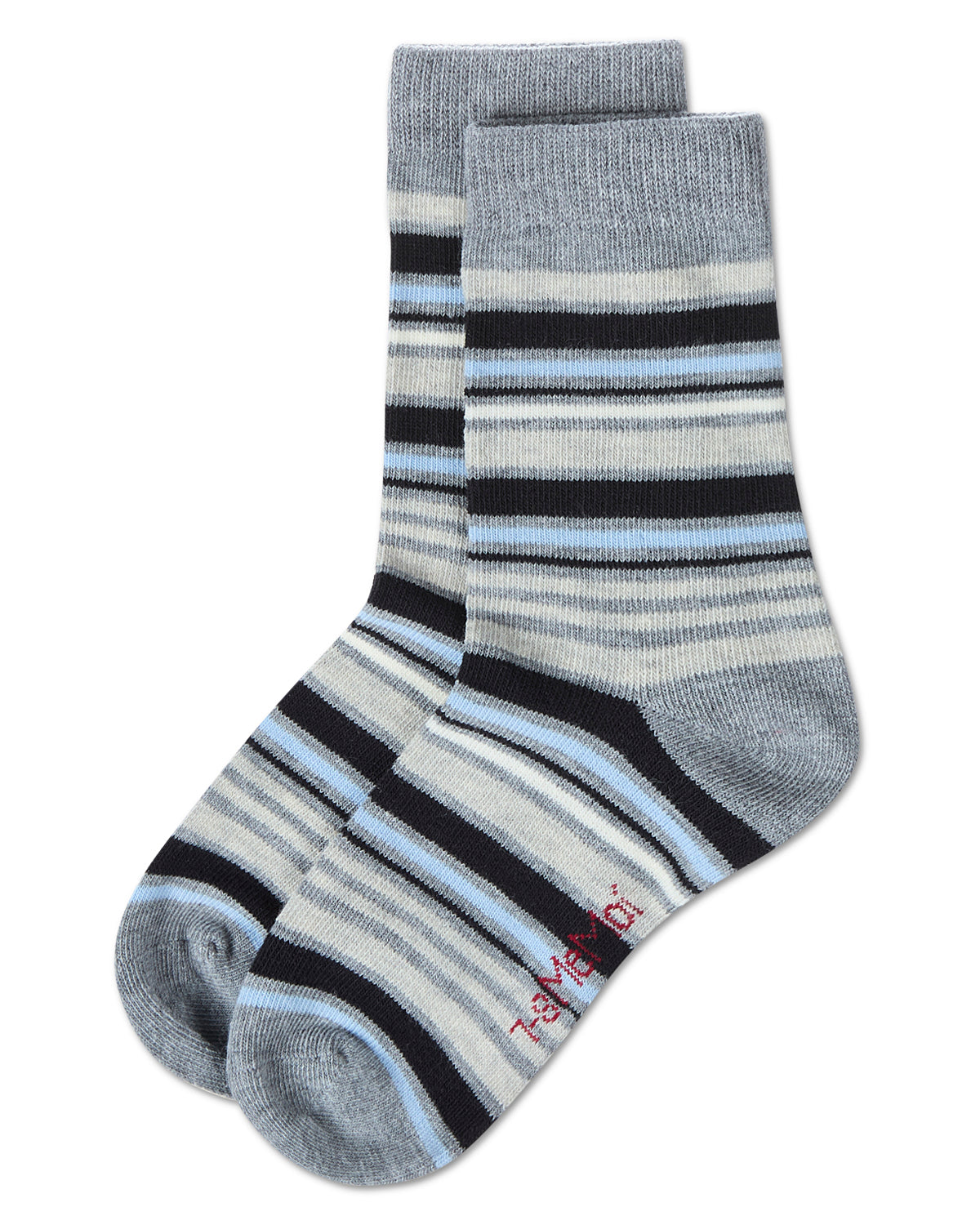 Boys' Multi Stripe Crew Socks : Color: Medium Gray Heather