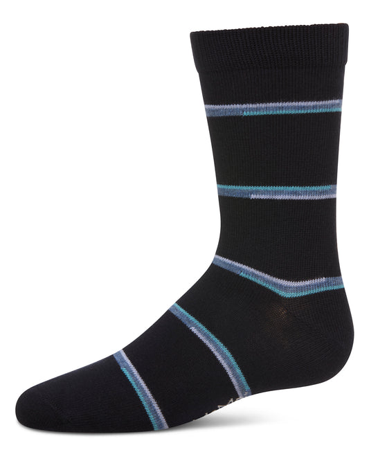 Spacedye Stripe Boys Cotton Blend Crew Sock : Color: Navy