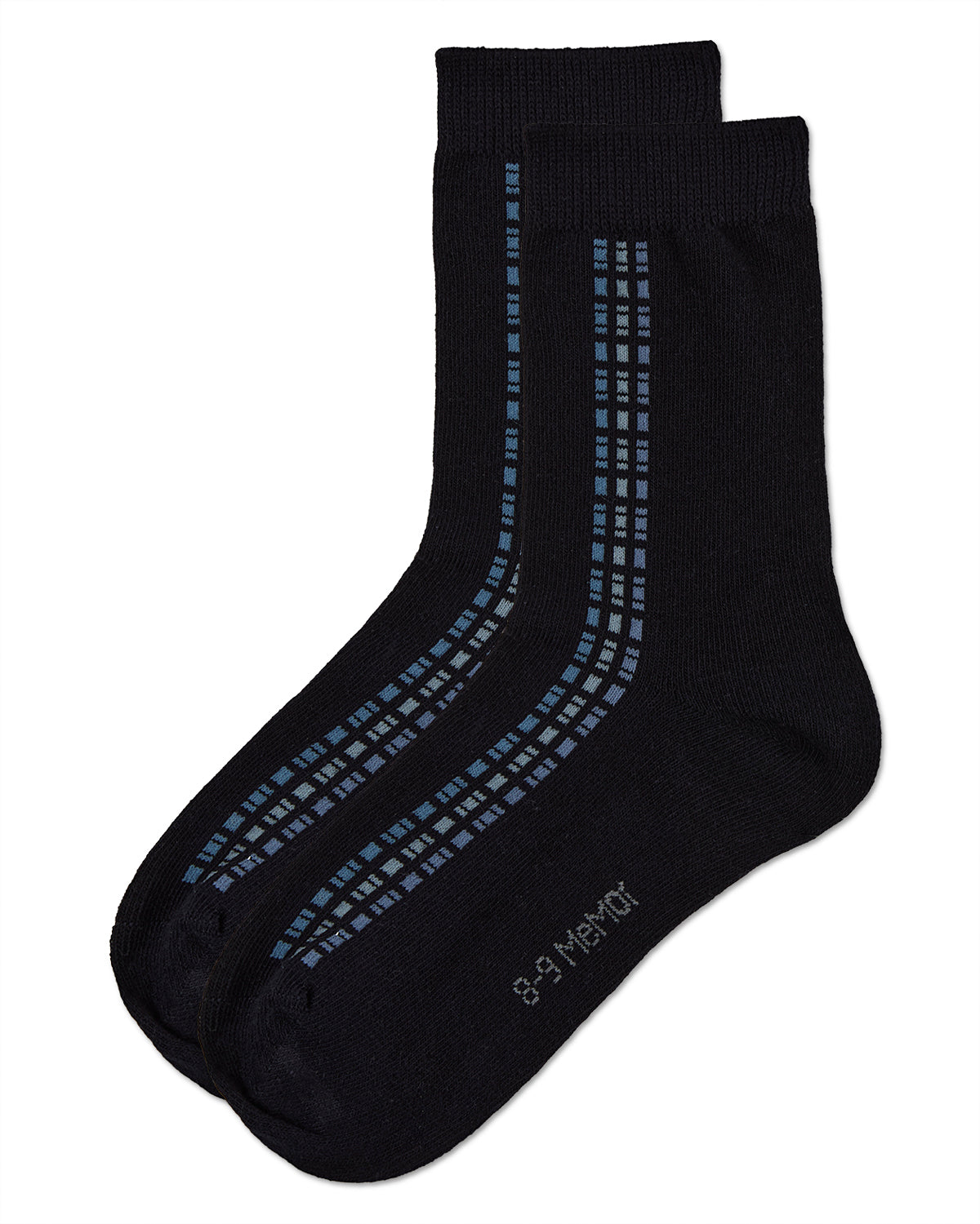 Boy's Vertical Dashed Line Crew Socks : Color: Black