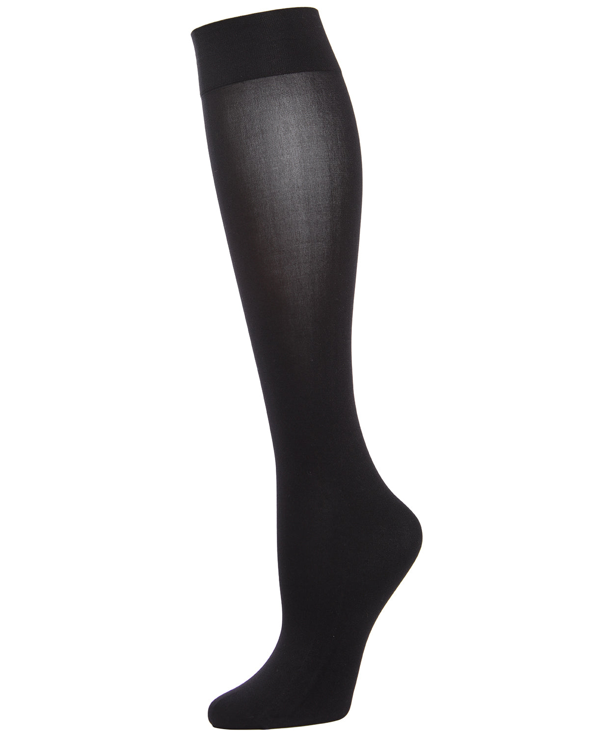 Women's Semi-Opaque Solid Black Knee High Trouser Sock