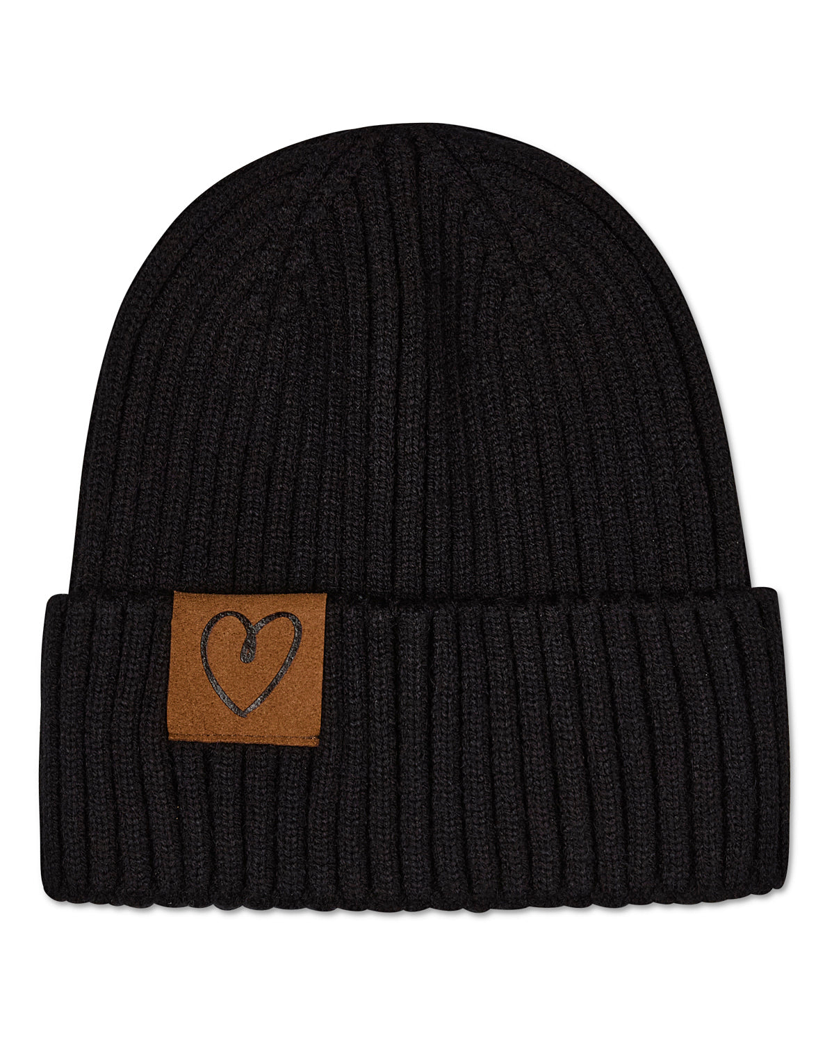 Kids' Heart Patch Beanie : Color: Black