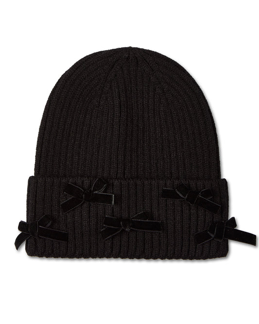 All Over Bows Cuffed Beanie : Color: Black