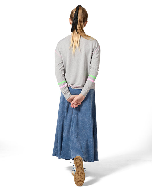 Girls Boxy Striped Long Sleeve T-Shirt : Color: Gray Heather