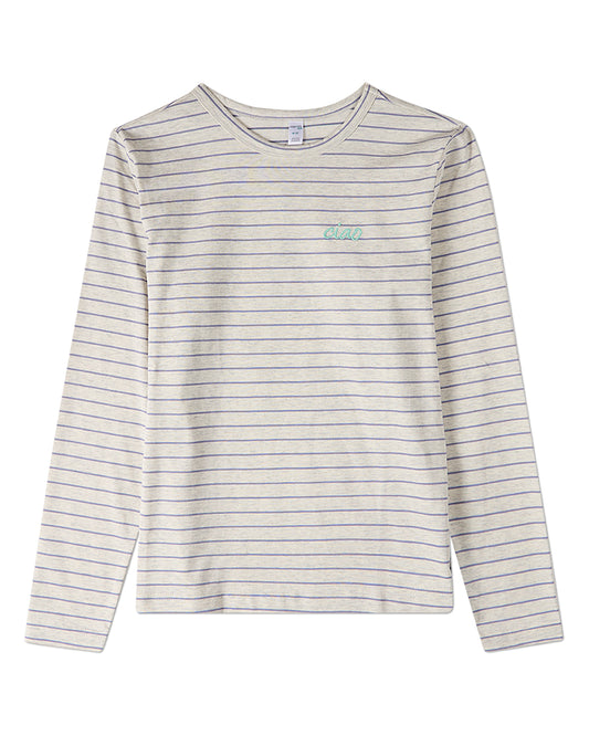 Girls "Ciao"-Embroidered Cotton-Rich Mini-Striped Long-Sleeve T-Shirt