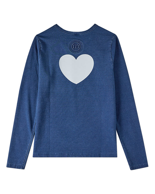 Girls Heart-Graphic Cotton-Rich Denim Long-Sleeve T-Shirt
