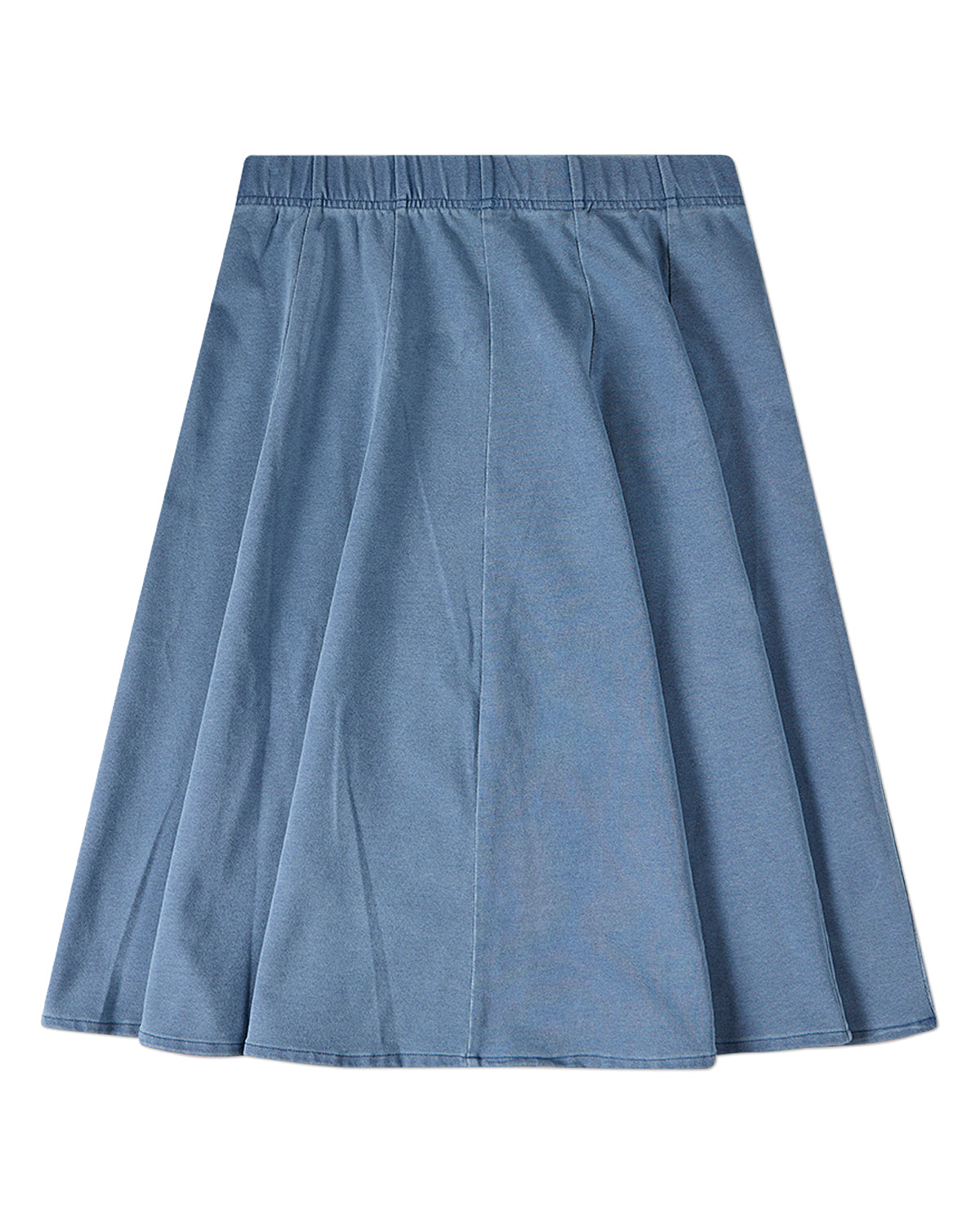 Girls Cotton-Rich Stretch Denim Pull-On Flared Short Midi-Length Skirt