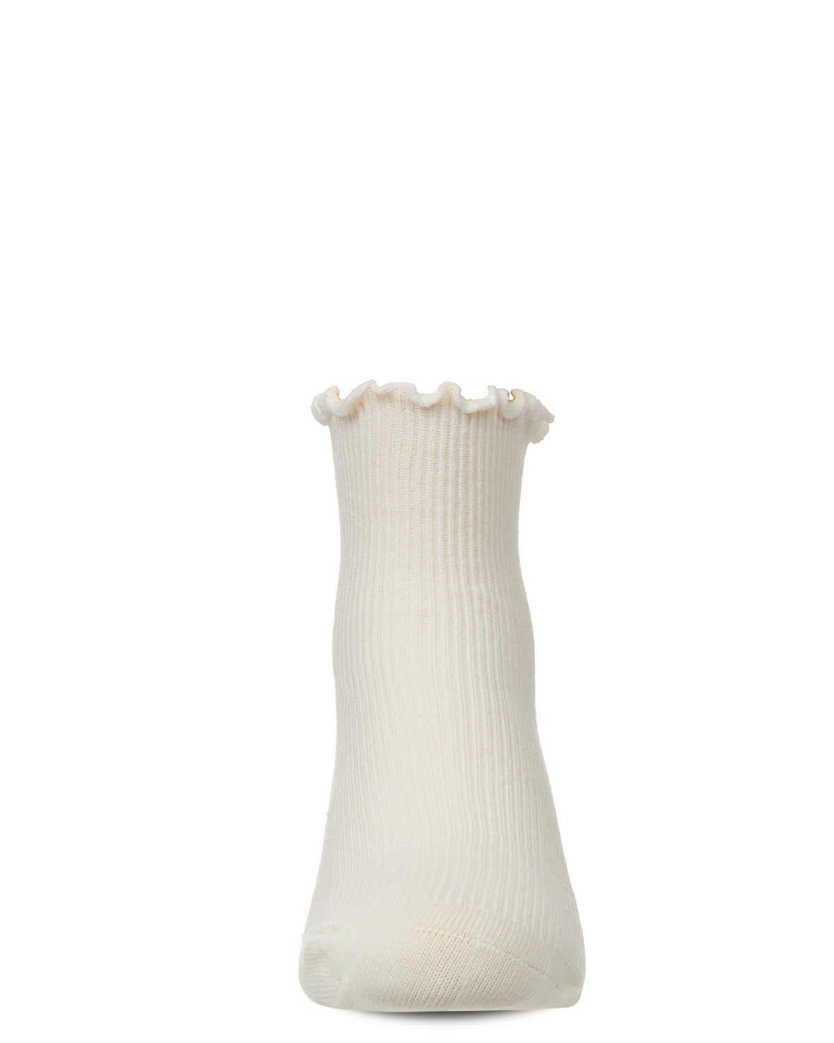 Girls' Ruffled Top Thin Ribbed Anklet Socks : Color: Black