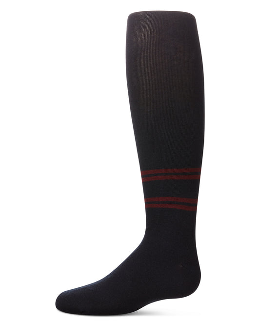 Girls' Double Varsity Stripe Cotton Tights : Color: Navy
