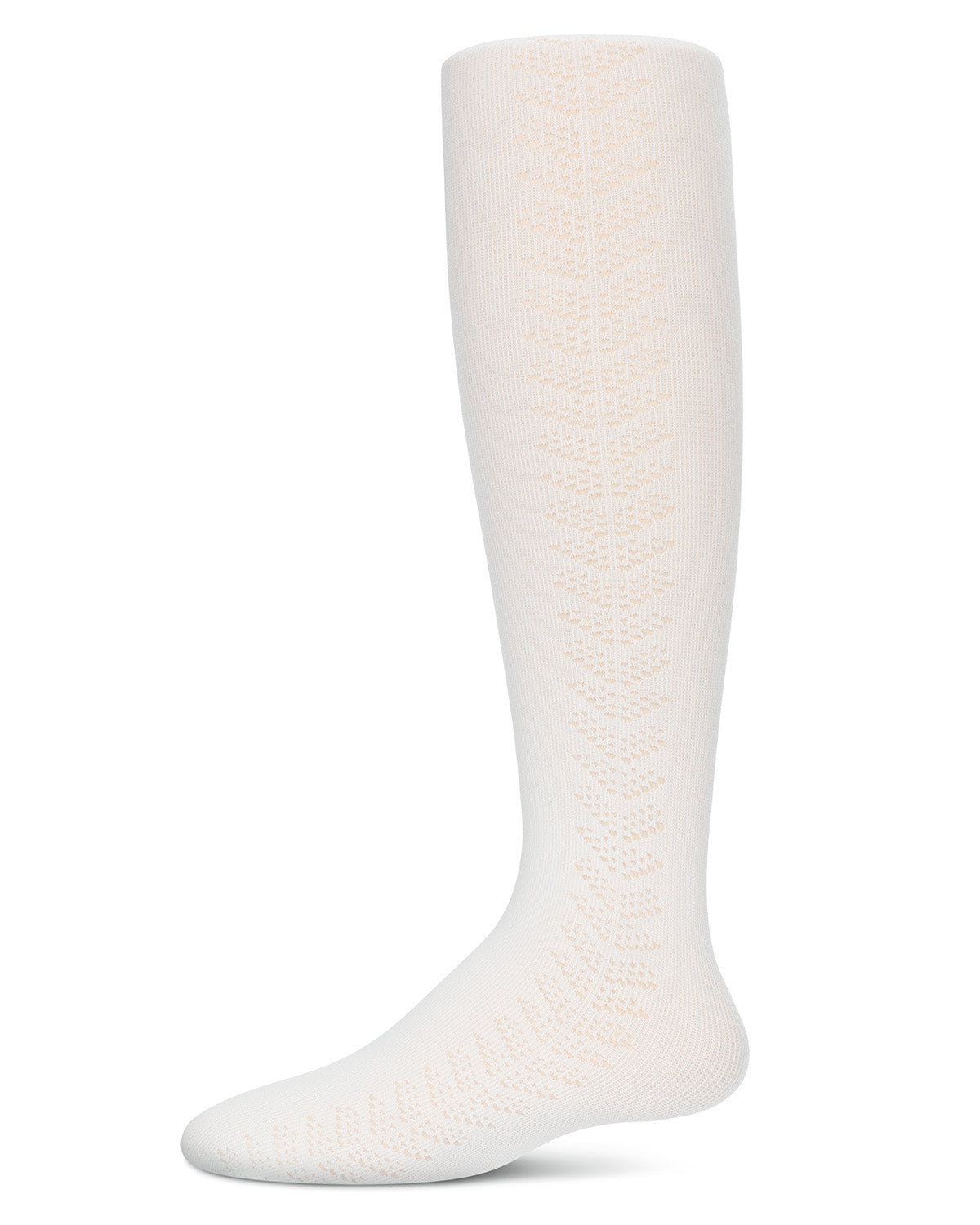 Girls' Arrow Flip Stitch Opaque Nylon Tights : Color: Winter White