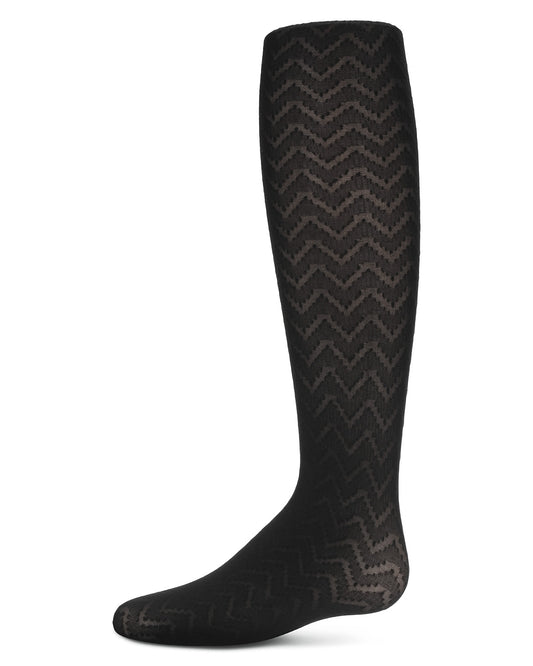 Girls' Wave Semi Opaque Nylon Tights : Color: Black