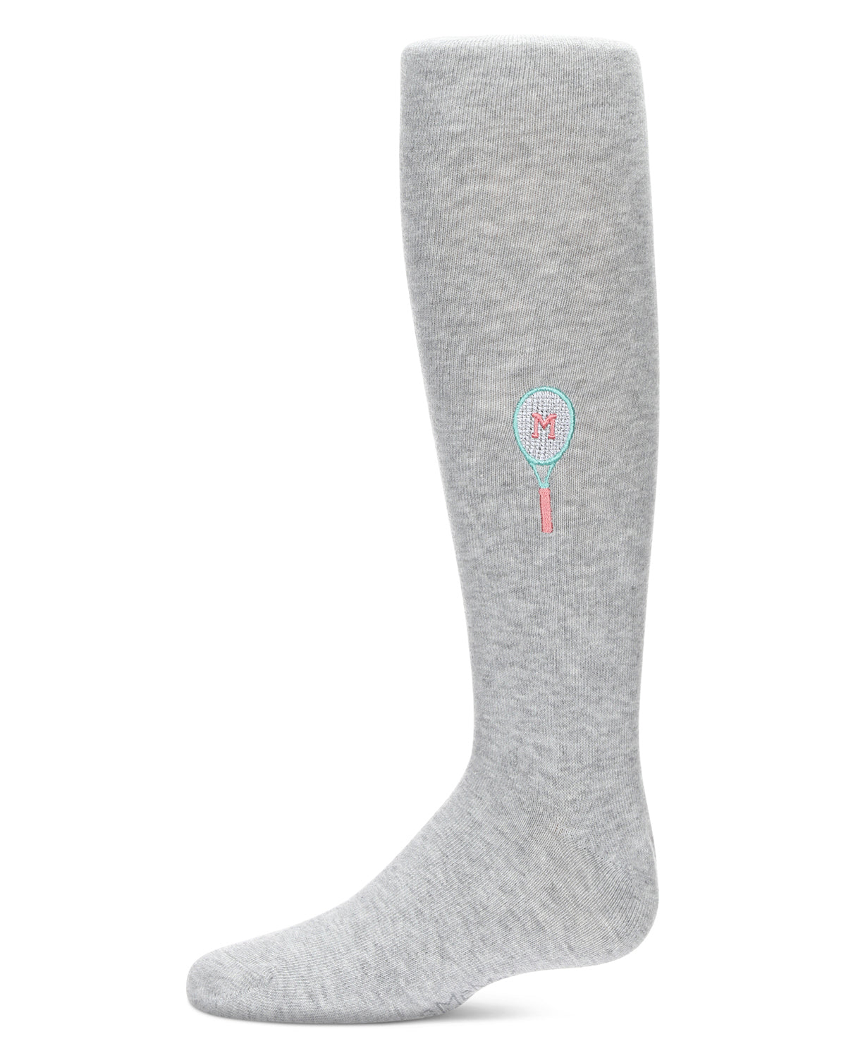 Girls' Tennis M Cotton Tights : Color: Lt Gray Heather-Peach