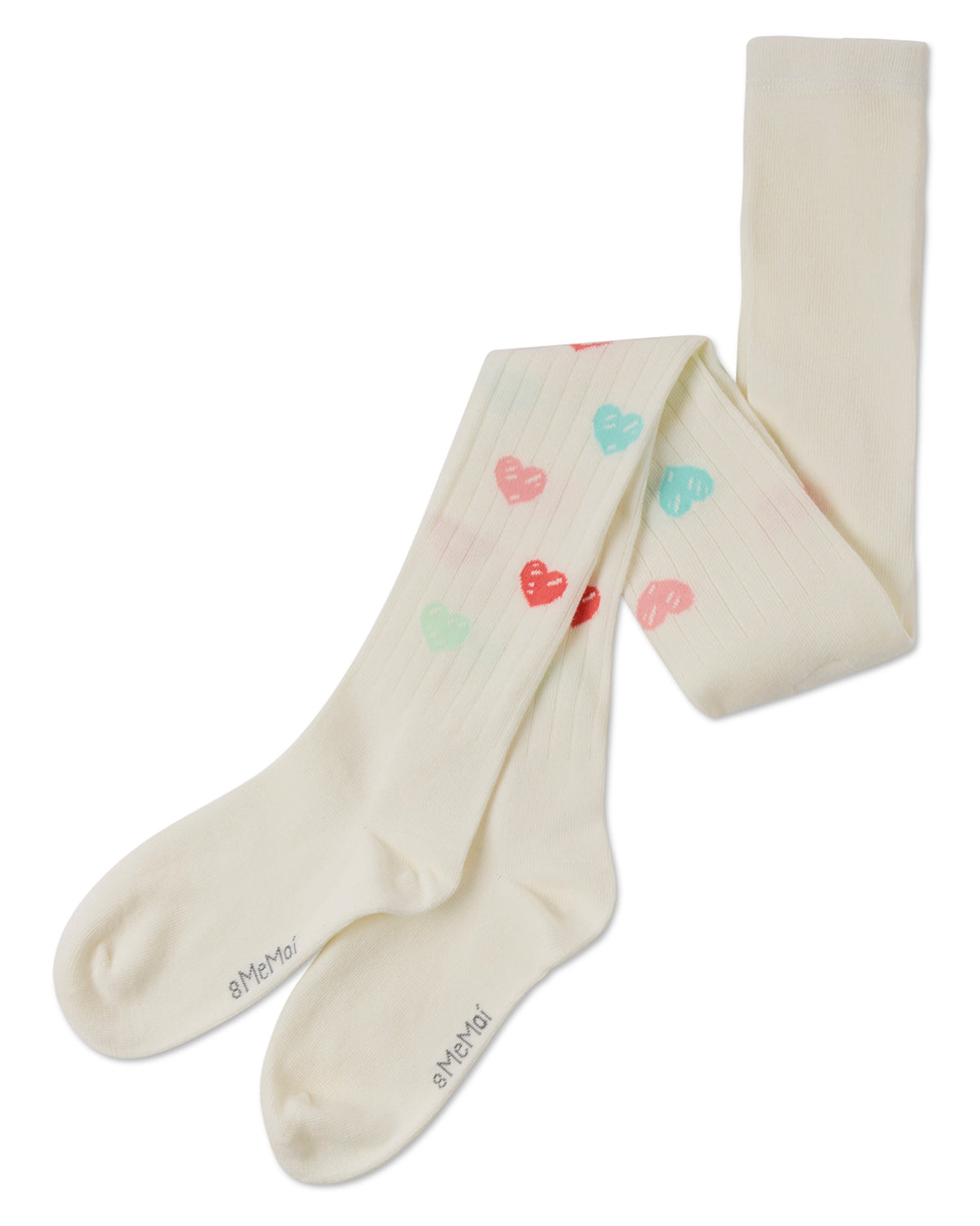 Girls' Multi Heart Graffiti Cotton Tights : Color: Chambray Heather