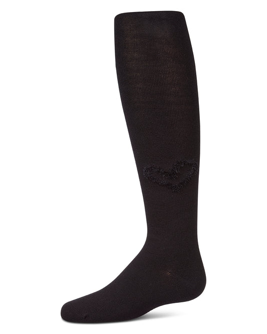 Girls "Cozy Heart" Cotton-Rich Fine-Gauge Micro-Rib Sweater Tights