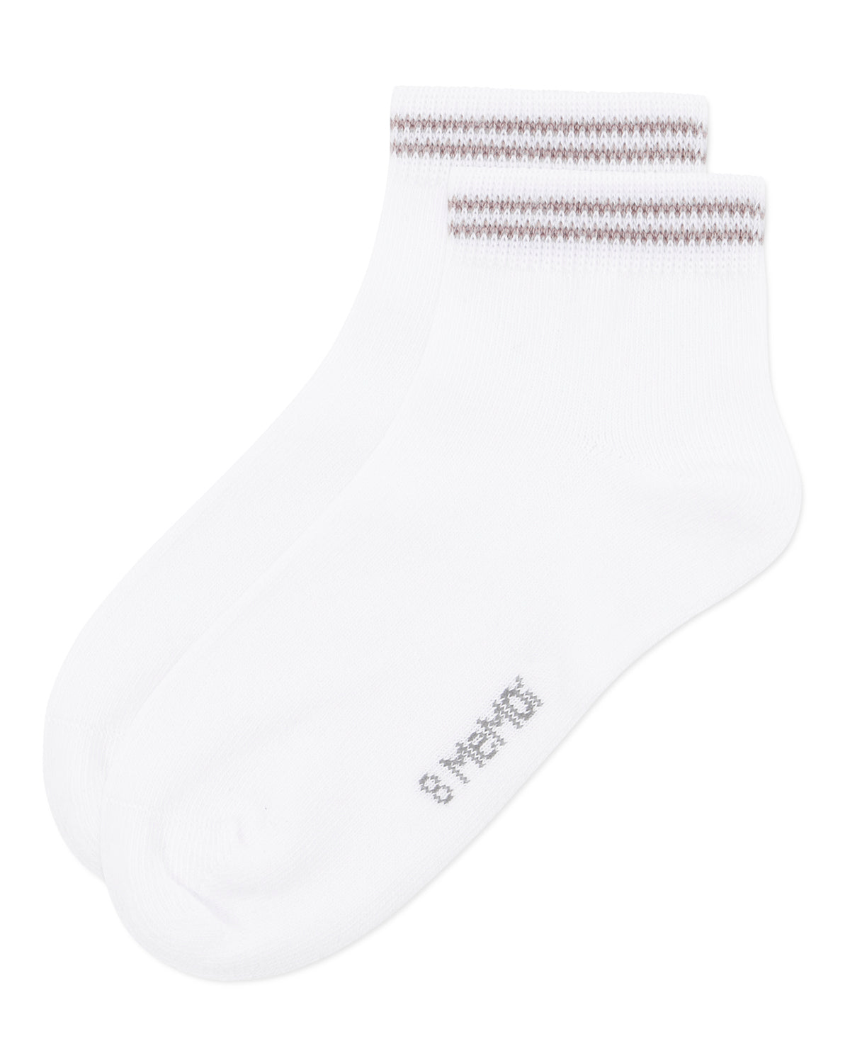 Girls' Ziggy Double Ring Cotton Blend Anklet Sock : Color: Tan